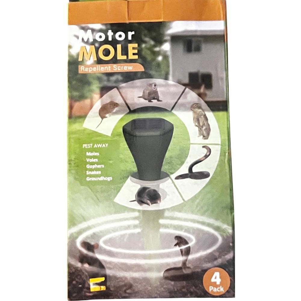 Motor Mole Solar Repellent Screw 4 Pack AR08M Pest Control Stakes Waterproof